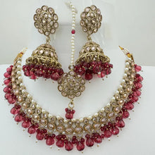 Magenta Antique Polki Kundan necklace/Reverse Ad Necklace/Statement necklace/Indian/Punjabi Necklace/Pakistani Jewelry/Bridal necklace