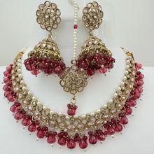 Magenta Antique Polki Kundan necklace/Reverse Ad Necklace/Statement necklace/Indian/Punjabi Necklace/Pakistani Jewelry/Bridal necklace