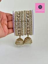 Bollywood Style Polki Kundan silver finish Bangles Set(6pc)/Polki Chuda set/Punjabi Pearl bangles Set/Bridal bangles/wedding jewelry/Chooda