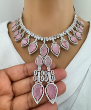 Pink CZ diamond Necklace Jewelry, American Diamond wedding necklace, Cz jewelry,Pakistani, Punjabi wedding jewelry,Prom Jewelry,Gift for her