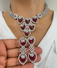 Ruby CZ diamond Necklace,Indian Pakistani wedding Jewelry,Mother of the Bride,Crystal Necklace, Bridesmaid, Gift for her