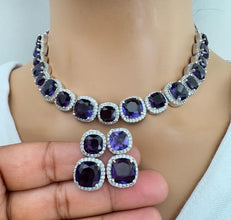 Emerald CZ diamond Necklace,Indian Pakistani wedding Jewelry,Mother of the Bride,Crystal Necklace, Bridesmaid, Gift for her