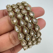 Polki Kundan antique dull gold finish Bangles Set(4 pc) mix Sizes Punjabi Pearl bangles Set/Bridal bangles/ wedding jewelry/pakistani