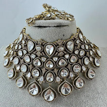 White Bridal Mossinate Polki Kundan Victorian Necklace, Sabyasachi Necklace, Wedding necklace, Semi Precious Jewelry, Bollywood Celebrity