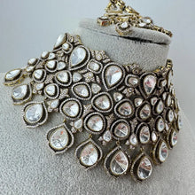 White Bridal Mossinate Polki Kundan Victorian Necklace, Sabyasachi Necklace, Wedding necklace, Semi Precious Jewelry, Bollywood Celebrity