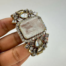 Doublet Moissanite Polki Dull Gold bracelets, Single Broad Bangle bracelets, bridesmaid gifts, Indian Pakistani,Fit to Size 2.4 and 2.6,Gift