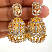 Cubic Zirconia Jhumki With 2 Tone Plating, CZ diamond Jhumka/CZ Indian Jhumka/Pakistani Jewelry/Indian wedding/Gift for her