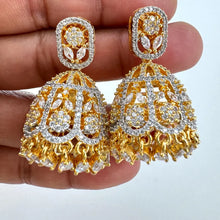 Cubic Zirconia Jhumki With 2 Tone Plating, CZ diamond Jhumka/CZ Indian Jhumka/Pakistani Jewelry/Indian wedding/Gift for her