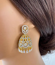 Cubic Zirconia Jhumki With 2 Tone Plating, CZ diamond Jhumka/CZ Indian Jhumka/Pakistani Jewelry/Indian wedding/Gift for her