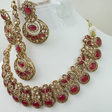 Hotpink Antique Polki Kundan necklace set/Reverse Ad Necklace/Statement necklace/Indian/Punjabi Necklace/Pakistani Jewelry/Bridal necklace/