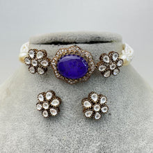 Purple Victorian Doublet Moissanite Polki CZ Diamond Choker/Kundan Necklace/Traditional/Pakistani/Punjabi/Indian Bridal/Indian wedding