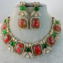 Ruby Red Victorian Moissanite polki CZ Necklace, Sabyasachi Necklace, Statement Necklace, Semi Precious Necklace, Designer,Indian Pakistani