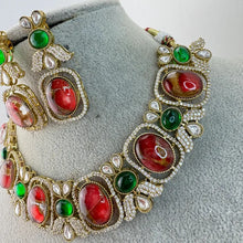 Ruby Red Victorian Moissanite polki CZ Necklace, Sabyasachi Necklace, Statement Necklace, Semi Precious Necklace, Designer,Indian Pakistani