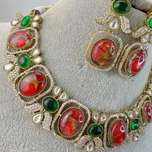 Ruby Red Victorian Moissanite polki CZ Necklace, Sabyasachi Necklace, Statement Necklace, Semi Precious Necklace, Designer,Indian Pakistani