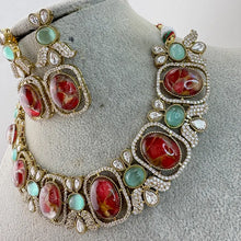 Ruby Red Victorian Moissanite polki CZ Necklace, Sabyasachi Necklace, Statement Necklace, Semi Precious Necklace, Designer,Indian Pakistan
