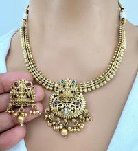 Ruby Gold Necklace, Goddess Laxmi South Indian Jewelry Temple Jewelry Guttapusalu Necklace Wedding necklace Bridal necklace Indian Necklace