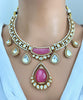 Pink Victorian Moissanite polki Kundan Necklace, Indian Bridal Jewelry , Bollywood Sabyasachi Necklace, Designer Necklace, Indian Pakistani