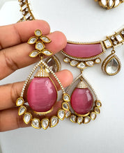 Pink Victorian Moissanite polki Kundan Necklace, Indian Bridal Jewelry , Bollywood Sabyasachi Necklace, Designer Necklace, Indian Pakistani