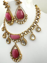 Pink Victorian Moissanite polki Kundan Necklace, Indian Bridal Jewelry , Bollywood Sabyasachi Necklace, Designer Necklace, Indian Pakistani