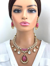 Pink Victorian Moissanite polki Kundan Necklace, Indian Bridal Jewelry , Bollywood Sabyasachi Necklace, Designer Necklace, Indian Pakistani