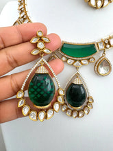 Green Victorian Moissanite polki Kundan Necklace, Indian Bridal Jewelry , Bollywood Sabyasachi Necklace, Designer Necklace, Indian Pakistani