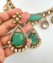 Mint Green Victorian Moissanite polki Kundan Necklace,Indian Bridal Jewelry,Bollywood Sabyasachi Necklace,Designer Necklace,Indian Pakistani