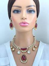 Ruby Red Victorian Moissanite polki Kundan Necklace,Indian Bridal Jewelry,Bollywood Sabyasachi Necklace, Designer Necklace, Indian Pakistani