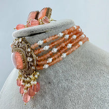 Peach Doublet Moissanite Polki CZ Diamond Choker Necklace, Indian Jewelry,Sabyasachi Bridal Necklace,Designer Jewelry,Indian Wedding
