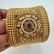 Gold plated Rajwadi Antique Broad Bangles Single openable Kada Bangle(1Pc)/Indian Kada/Wedding Jewelry/Kada/Punjabi Jewelry/Indian Wedding