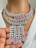 Pink CZ diamond Bridal Necklace Jewelry,American Diamond wedding necklace, Cz jewelry, Pakistani, Punjabi wedding jewelry, Gift for her