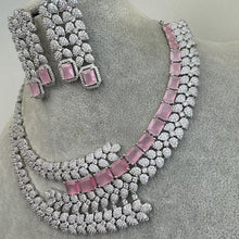 Pink CZ diamond Bridal Necklace Jewelry,American Diamond wedding necklace, Cz jewelry, Pakistani, Punjabi wedding jewelry, Gift for her