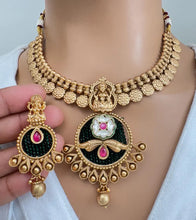 RubyGreen Gold Necklace Antique Temple Necklace With Gold Plating Guttapusalu Necklace Wedding necklace Bridal necklace Indian Necklace