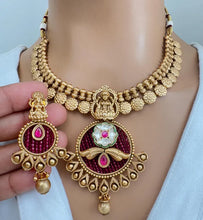 Ruby Gold Necklace Antique Temple Necklace With Gold Plating Guttapusalu Necklace Wedding necklace Bridal necklace Indian Necklace