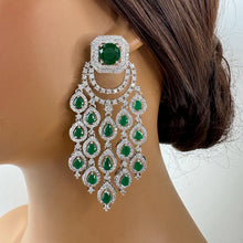 Statement CZ Diamond Earrings, AD Earrings/Silver earrings/CZ Earrings/Indian Jewelry/Sabyasachi /Pakistani/Punjabi\Coctail Earrings