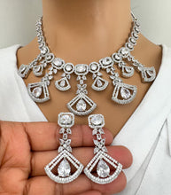 Silver/RoseGold American Diamond necklace/CZ Necklace Set/Elegant/Unique Jewelry/Indian/Pakistani/Bollywood/Indian Wedding/Bridal diamond