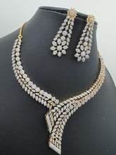 Gold 2 Tone CZ American Diamond Necklace/Gold CZ Stones Necklace/Elegant/Unique Jewelry/Indian/Pakistani/Bollywood/Indian Pakistani Wedding