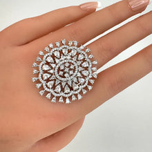 Large American Diamond CZ Ring/Statement Ring/Cocktail Adjustable Ring/Indian Ring/Pakistani Jewelry/Indian/Bollywood Jewelry/Indian Wedding