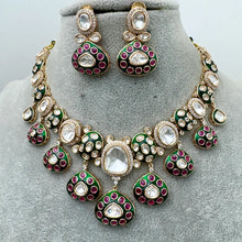 RubyGreen Moissanite Kundan Premium Necklace/Traditional/Ethnic/Tyaani Gold Kundan Jewelry Kundan Necklace/Indian Pakistani wedding Jewelry