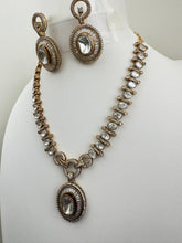 White Victorian Moissanite Necklace, Semi-precious muti stones Pendant Necklace, Indian Bridal Jewelry, Bollywood Sabyasachi Necklace