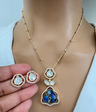 Victorian Moissanite Polki Kundan Chain Pendant Set With Gold Plating, Sabyasachi Inspired Necklace, Indian Pakistani wedding Jewelry