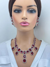 Ruby Silver CZ Diamond necklace, American Diamond Necklace,Indian pakistani jewelry for wedding, gift for her, bridal jewelry