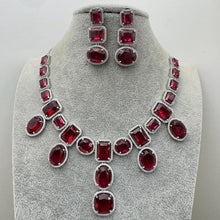 Ruby Silver CZ Diamond necklace, American Diamond Necklace,Indian pakistani jewelry for wedding, gift for her, bridal jewelry