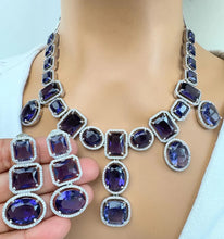 Purple Silver CZ Diamond necklace, American Diamond Necklace,Indian pakistani jewelry for wedding, gift for her, bridal jewelry
