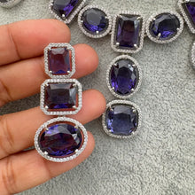 Purple Silver CZ Diamond necklace, American Diamond Necklace,Indian pakistani jewelry for wedding, gift for her, bridal jewelry