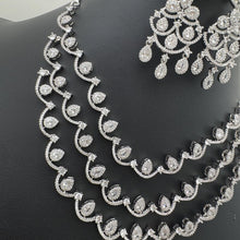 Silver Layered CZ American Diamond necklace/Delicate CZ Stones Necklace/Elegant/Unique Jewelry/Indian/Pakistani/Bollywood/Indian Wedding