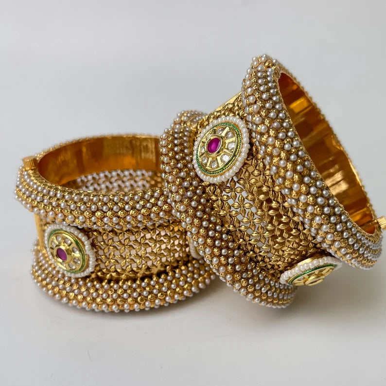 Gold plated Rajwadi Kundan openable Single Kada Bangle(1Pc)/Indian Kada/Wedding Jewelry/Kada/Punjabi Jewelry/Indian Wedding/Bollywood bangle