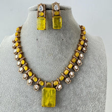 Yellow Doublet Victorian Moissanite polki Necklace,Sabyasachi Necklace, Statement Necklace, Semi Precious Necklace, Designer necklace