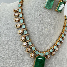 Mint Green Doublet Victorian Moissanite polki Necklace,Sabyasachi Necklace, Statement Necklace, Semi Precious Necklace, Designer necklace