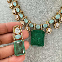 Mint Green Doublet Victorian Moissanite polki Necklace,Sabyasachi Necklace, Statement Necklace, Semi Precious Necklace, Designer necklace
