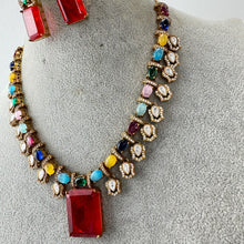 Navratan Doublet Victorian Moissanite polki Necklace,Sabyasachi Necklace, Statement Necklace, Semi Precious Necklace, Designer necklace